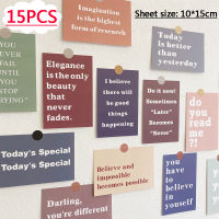 15Pcs Ins Creative Simple ภาษาอังกฤษสร้างแรงบันดาลใจการ์ดห้องพักหอพัก DIY วัสดุตกแต่งเครื่องเขียน Warm Reminder Postcard