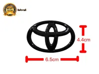 ป้ายโลโก้ TOYOTA สีดำเงา มีขาด้านหลัง ขนาด 6.5 x 4.4 ซม. สำหรับพวงมาลัย Toyota หลายๆรุ่น vios altis camry* **ส่งเร้วทันใจ**