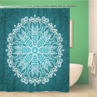 Bathroom Shower Curtain Abstraction Mandala in Turquoise Colors for Birthday and Black 72x78 inches Waterproof Bath Curtain Set