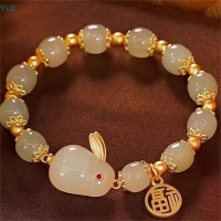 ?【Lowest price】YUE สร้อยข้อมือแก้วกระต่ายมิตรภาพนำโชคลูกปัดหินธรรมชาติสำหรับเป็นของขวัญเครื่องประดับสำหรับผู้หญิง