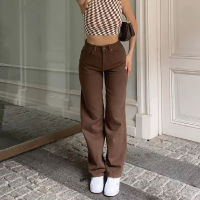 New Jeans Retro Brown High Waist Loose Straight Leg pants Women 2021 Fashion Y2k Casual Streetwear Female Pants Baggy Trouser