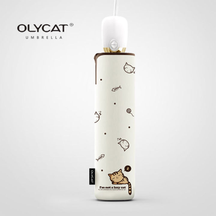 olycat-ร่มอัตโนมัติสำหรับผู้หญิง-ร่มกันแดดกันลมกันรังสี-uv-พิมพ์ลายการ์ตูน