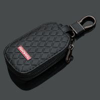 ✼ leather car key case with logo for Haval Kia Geely Renault Opel Lada Tesla Subaru Alfa Romeo Ssangyong Daihatsu MG key Chain bag