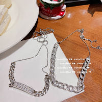 Bright Gem Chain Necklace Designer 18K Gold Plating Pull-out Chain Necklace Arc Zircon Clavicle Chain