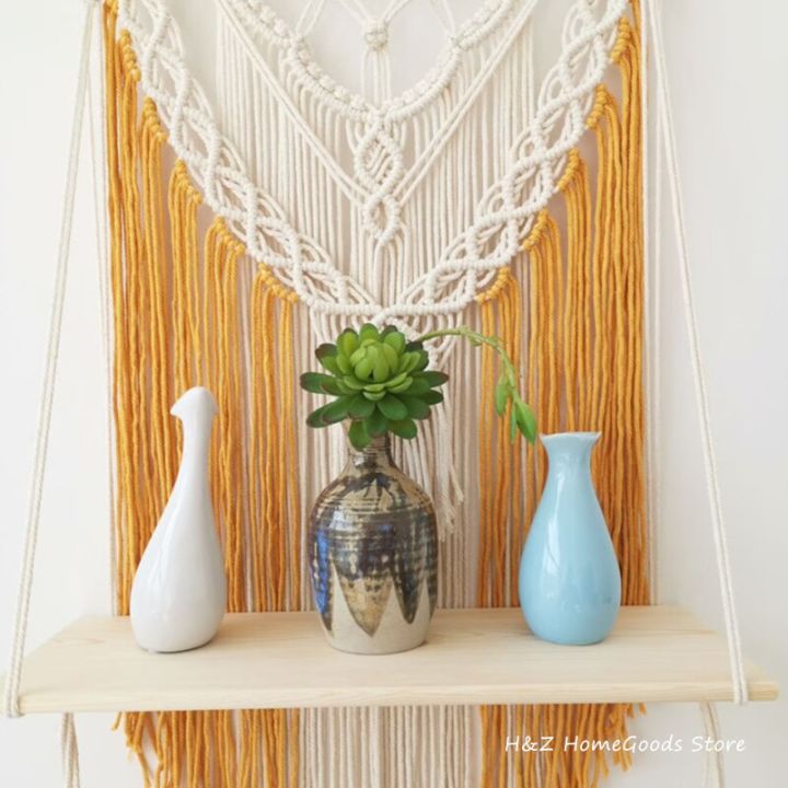 ที่แขวนเชือกในร่มชั้นแขวนผนัง-macrame-สไตล์โบโฮที่ใส่กระถางดอกไม้สไตล์โบฮีเมียนตกแต่งห้องนอนตกแต่งศิลปะเรขาคณิตสำหรับบ้าน