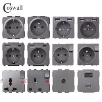 COSWALL C1 E20 X2 L1 S08 Grey Gray EU US UK Universal Socket Type-C USB Charger Audio Outlet Module DIY