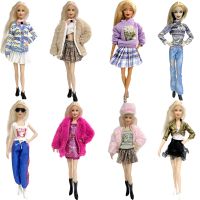 NK Newest Barbies Doll Clothes Modern Plush Jacket Fashionable Suit Skirt Suitable For 11.8inch Doll Casual Clothing JJ