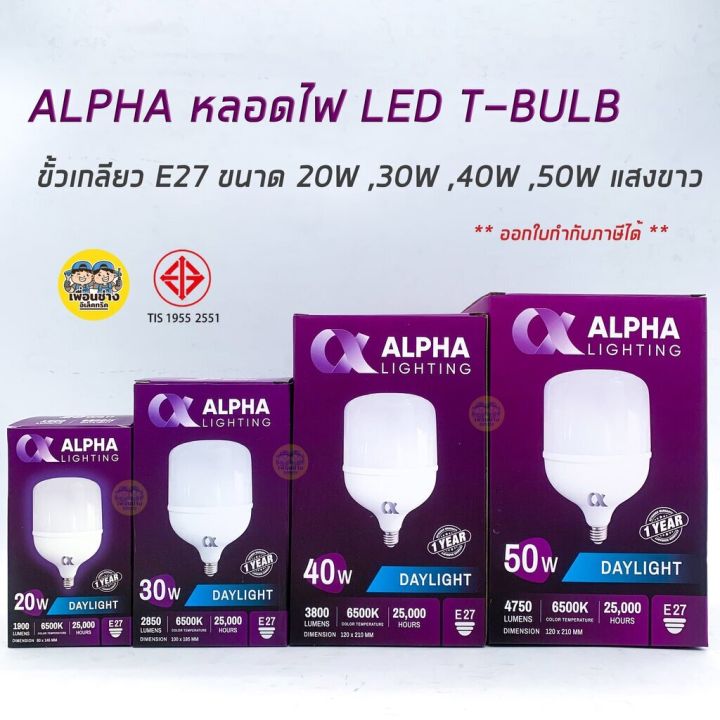 alpha-หลอดไฟ-led-t-bulb-ขั้ว-e27-20w-30w-40w-50w-แสงขาว-daylight-แอลอีดี-หลอดไฟ-หลอดแอลอีดี-หลอดled