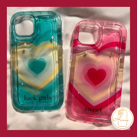 เคสโทรศัพท์หัวใจรักแสนหวานไล่ระดับสี INS เข้ากันได้กับ IPhone 11 12 13 14 Pro Max 7Plus XR 8Plus 6 6S Plus X XS MAX Soft TPU เคสใสกันกระแทก