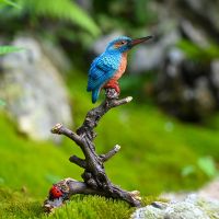 Creative bird ornaments simulation animal kingfisher stand branch garden bonsai decoration furnishings resin crafts
