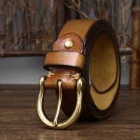 Top Leather Cowhide Belt Fashion Genuine Leather Men Belt Copper Buckle Strap For Male Wide Luxury Retro Belt Belts