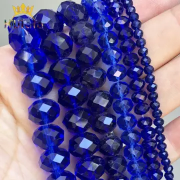 3/4/6/8MM Faceted Austrian Crystal Glass Beads Dark Blue Rondelle Round  Loose beads For Jewelry Making Bracelet Accessories DIY