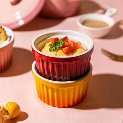 Gradients Ceramic Cake Mould Baking Tray Set Pudding Mould Kitchen Oven Round Bakeware Pan With Lid Soup Bowl