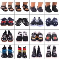 7 Cm Black Buckle PU Doll Shoes Sneakers Canvas Plush Boots For 18 Inch Doll 43Cm Rebirth Baby OG Girls Birth Day Best DIY Gift