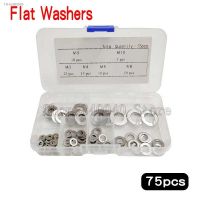 ○◎ 75pcs M3 M4 M5 M6 M8 M10 Stainless Steel Plain Washer Kit Screw Fastener Hardware Assortment Accessories Flat Washers Ring