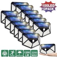 2/4/6/8/12Pcs 100 LED Solar Wall Light Outdoor Solar Lamp PIR Motion Sensor Solar Powered Sunlight Street Light for Garden Light