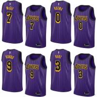 เสื้อกีฬาบาสเก็ตบอลแขนกุด ลายทีม Oneal Rondo Kuzma McGee Hart HQ1 LA Lakers NBA Jersey สีม่วง QH1