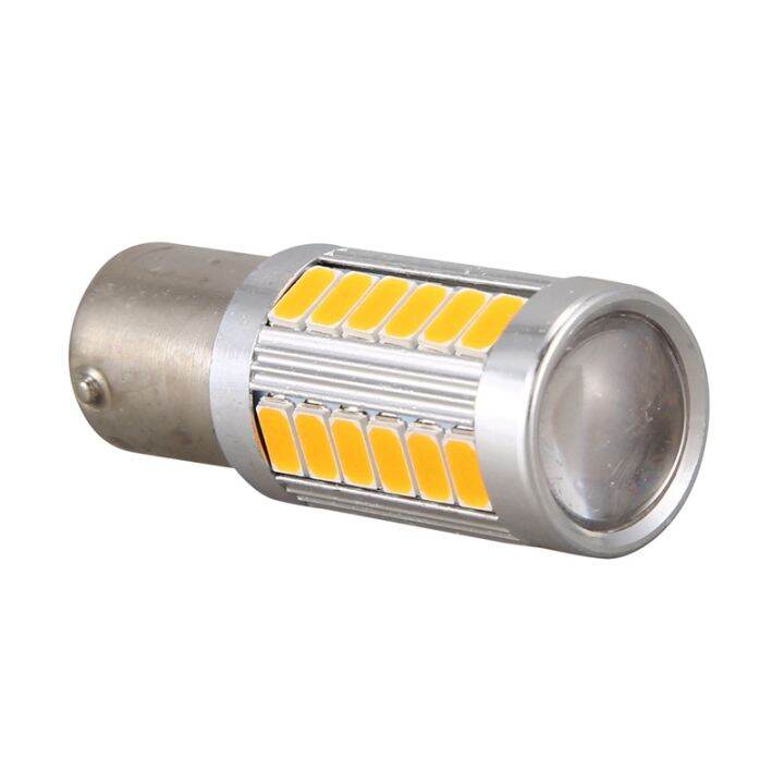 12ชิ้นสีเหลืองอำพัน1156py-bau15s-py21w-led-33smd-รถยนต์หางเลี้ยวเบรกย้อนกลับสัญญาณหลอดไฟ-y