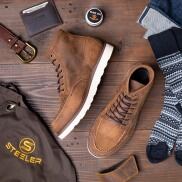 Giày Boots Cổ Cao Nam Moctoe Da Bò Nâu Đỏ Đế Khâu Mckay