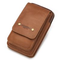 Leather Men Belt Waist Bag Phone Wallet Cellphone Belt Loop Holster Case Male Mini Travel Messager Bag Crossbody Pack Purse
