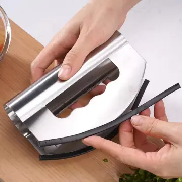 Double Blade Salad Cutter, Stainless Steel Mezzaluna Chopper Knife for  Lettuce, Salad and Vegetable Mincing