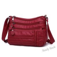 【Ready Stock】 ☃✗ C23 Fashion Women Bag Pu Soft Leather Shoulder Bag Multi-layer Crossbody