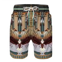 2023 newoversize mens 3D printed mens loose casual Indian style pattern shorts summer sports drawstrings short pants beach shorts