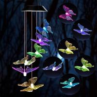 ✱ LED Solar Windchime Butterfly Light Color Changing Waterproof Outdoor Windchime Hanging Lamp for Garden Patio Yard Decoration