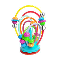 Soft Silicone Baby Rattle Beads Toy Table Sucker Rattles Infant Dining Chair Suction Rattles Stroller Handheld Suction Cups Toys