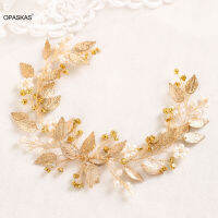 Leaf hairband งานแต่งงานอุปกรณ์เสริมผม Pearl tiaras handmade คริสตัล headband เจ้าสาวพรหมมงกุฎ Queen hair Jewel สำหรับ WOMENS