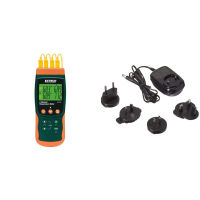 Extech SDL200 Four-Channel Thermometer SD Logger &amp; UA100-240 Universal AC Adaptor SDL200 Thermometer SD Logger + Adaptor