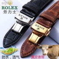 สำหรับ☃☫Rolex สายนาฬิกาหนังผู้หญิงและผู้ชายจระเข้ลายนาฬิกาข้อมือสายสเตนเลสสายนาฬิกาตัวล็อกแบบผีเสื้อเดโทนาผีน้ำ20มม.