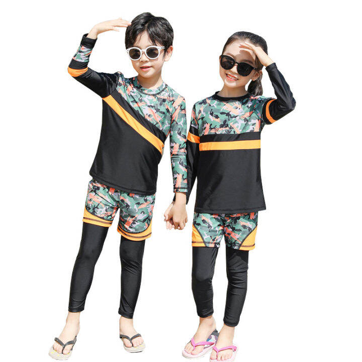children-swimsuit-long-sleeve-wetsuit-print-rash-guard-summer-kids-beach-bathing-suit-sport-bodysuit-girls-boys-swimwear-set