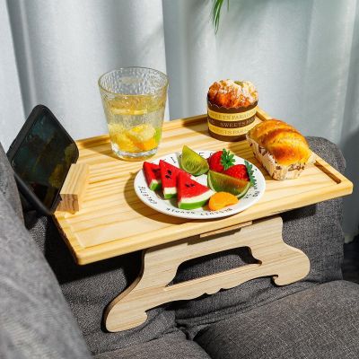 ✠☃✴ Sofa Tray Table Sofa Armrest Clip on Tray Wooden Sofa Tray Practical Tv Snack Tray For Remote Control Coffee Snacks M9x7