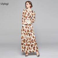 European and American Fashion All-Match Waist Slimming Positioning Printed Dress