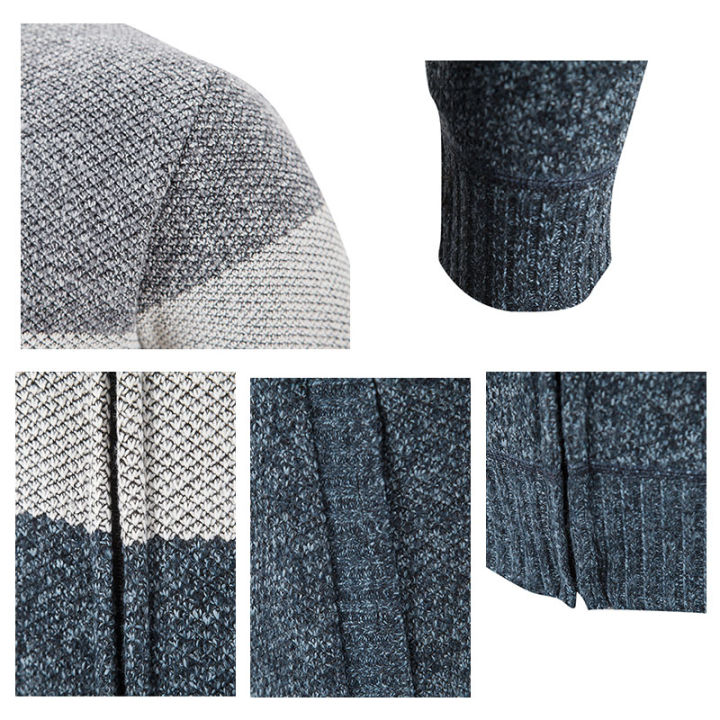 hnf531-asrv-mens-sweater-jacket-fleece-thickened-warm-striped-baseball-collar-knit-sweater