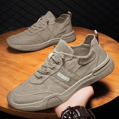COD DSFGERERERER Korean version ice silk mens shoes summer fashion canvas shoes mens one foot lazy shoes old Beijing cloth shoes