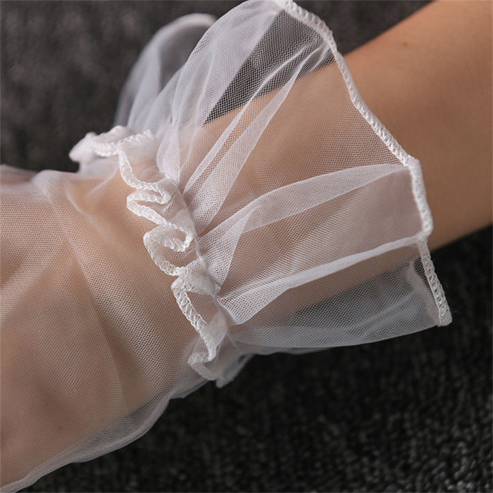 full-finger-wrist-mittens-mesh-ultra-thin-fashion-short-sheer-tulle-gloves