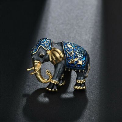 New Arrival Lovely Blue Texture Enamel Elephant Shape Brooch Crystal Pins Brooches For Women Kids Scarf Clothes Jewelry Headbands