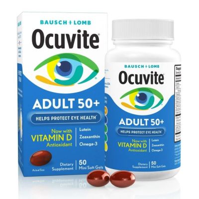 Bausch and Lomb Ocuvite Nourish your eyes Adult 50+ วิตามินบำรุงสายตา ลูทีน ซีแซนทีน กรองแสงสีฟ้า ตาล้า ตาพร่า