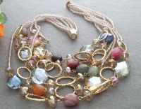 Y·YING 6Strds Agates&amp; multi shape Crystal statement Necklace