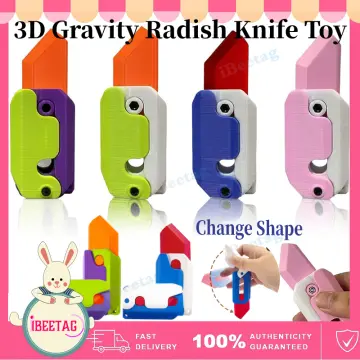 Extendable 3D Printed Gravity Radish Knife Toy With Carrot Design