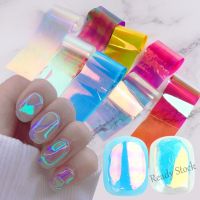 【hot sale】 △ B50 HAMA NAIL 1m /Roll Broken Glass Sticker Foil Nail Decal Gradient Aurora Films Manicure Nail Art Sky Glitter Paper Decoration Tips