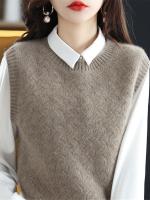 【YP】 Colete de lã malha feminina coreana 2023 inverno novo solto confortável sem mangas tripulação pescoço camisola malhas quentes topos outwear y7664