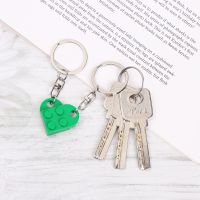 2PCS Fashion Separable Couples Friendship Cute Key Ring Building Block Keychains Key Buckle Heart Pendant Key Chains