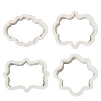 【CW】 4Pcs/Lot Vintage Plaque Frame Cookie Cutter Set Plastic Biscuit Mould Fondant Cake Decorating Tools Fondant Sugar Craft Molds