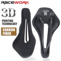 Racework อานจักรยานคาร์บอนพิมพ์ลาย3D Mtb Racebike เบาะจักรยานเสือภูเขาแบบกลวงน้ำหนักเบาระบายอากาศได้รังผึ้ง