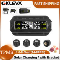 EKLEVA รถ TPMS ความดันยางระบบตรวจสอบพลังงานแสงอาทิตย์ชาร์จ TPMS เพิ่มวงเล็บปรับความสว่าง IP68กันน้ำ