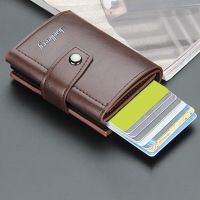 New Business ID Credit Card Holder Men And Women Metal RFID Vintage Aluminium Box PU Leather Card Wallet Note Carbon Wallets