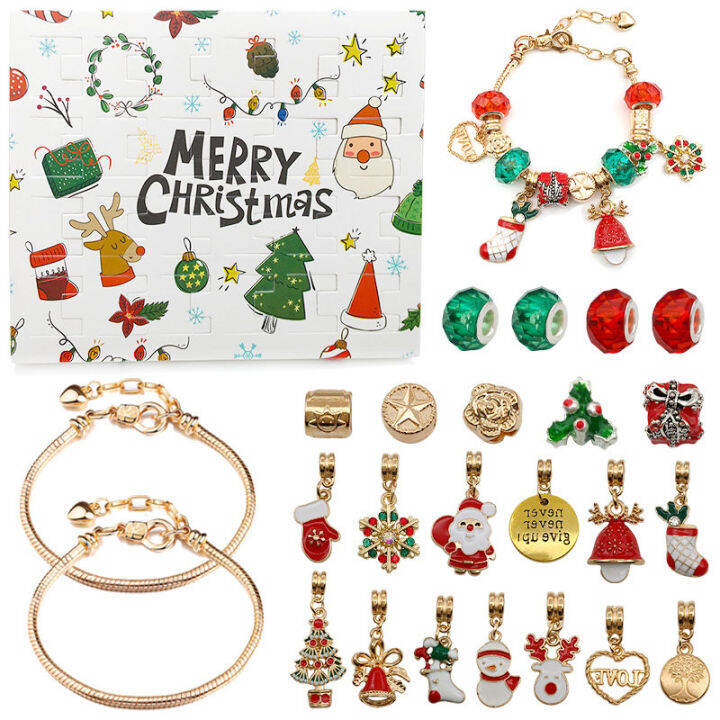 abl-christmas-สร้อยข้อมือลูกปัด-diy-ตกแต่งมือชุดกล่องระฆังซานต้าของขวัญกำไลคริสต์มาส